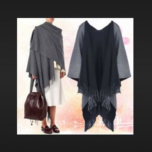 2X HP! NWOT Reversible H&M Cozy Acrylic Cape Wrap